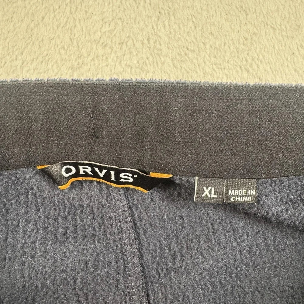 Orvis Sweatpants Mens XL Blue Fleece Thermal Joggers‎ Zip Pocket Warm Lounge